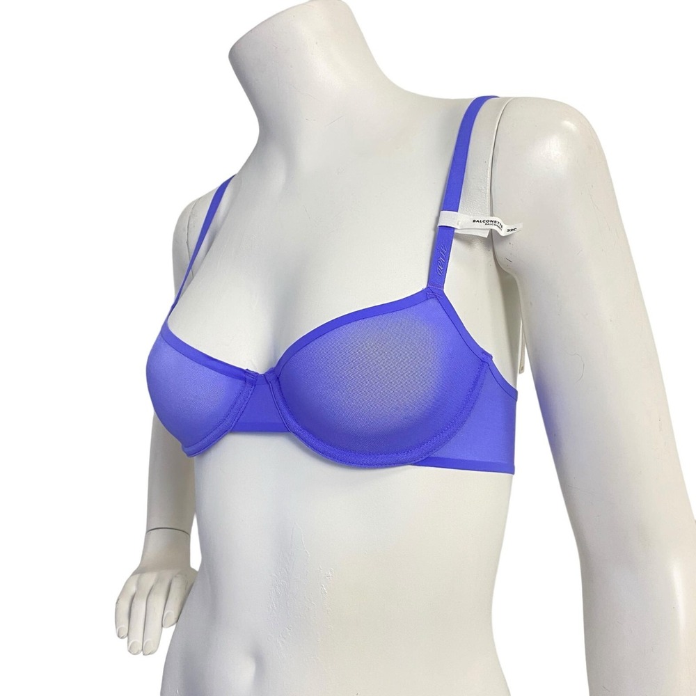 Aerie Smoothez Microfiber Unlined Balconette Bra Purple 32C Underwire NWT - Picture 2 of 5